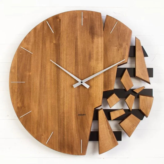 Horloge Murale Surdimensionnée en Bois 80 cm - Décor Unique Handmade