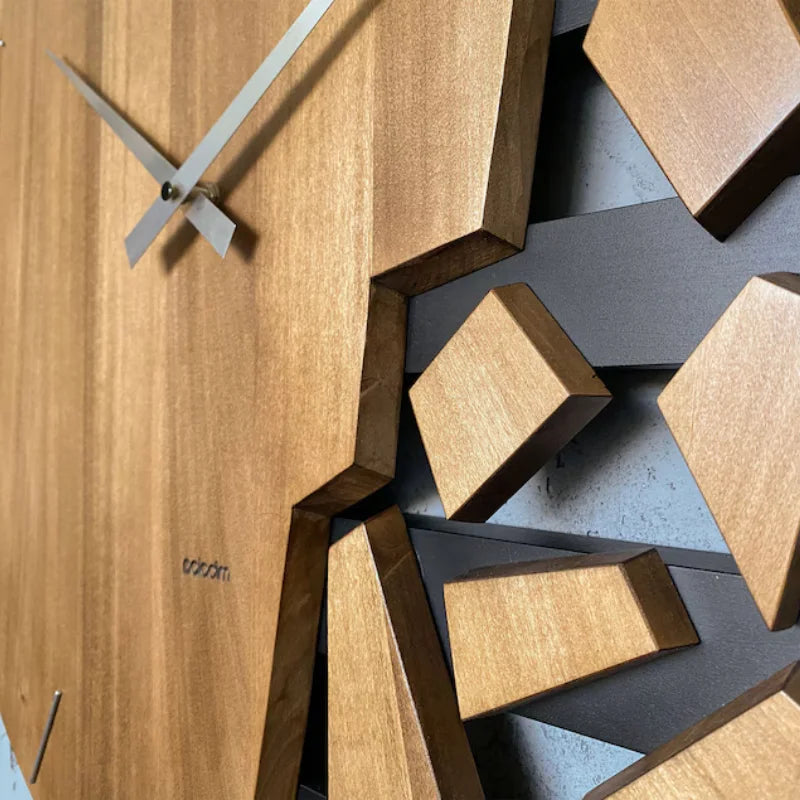 Horloge Murale Surdimensionnée en Bois 80 cm - Décor Unique Handmade